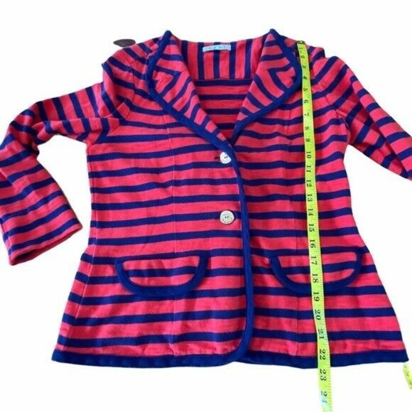 CABI Au Revoir Yacht Club Nautical Knit Blazer M Red Blue Stripe - Picture 9 of 12